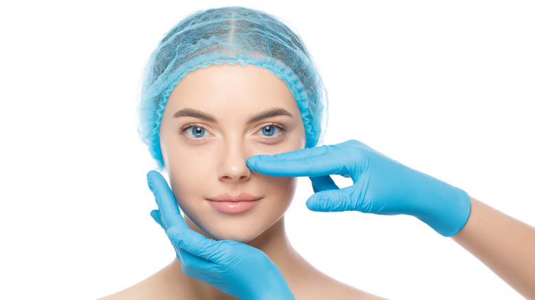 woman preparing for nose surgery