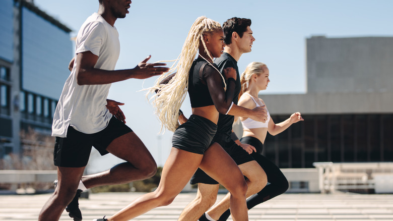 A group of people on a run