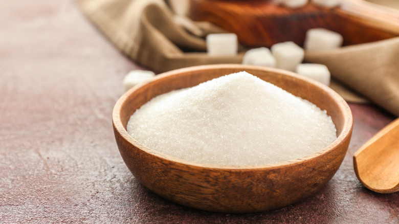 bowl of sugar on a table