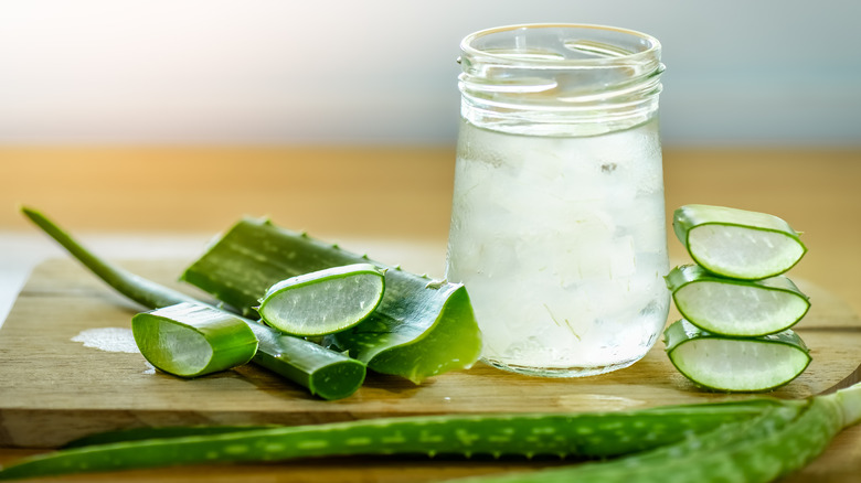 Aloe vera juice in a jar