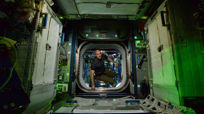Astronaut inside the International Space Station