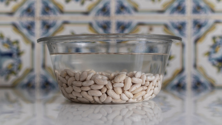 beans soaking in water
