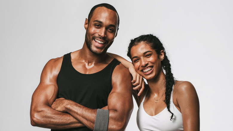 fit man and woman after workout
