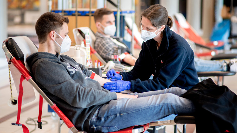 Man donating blood