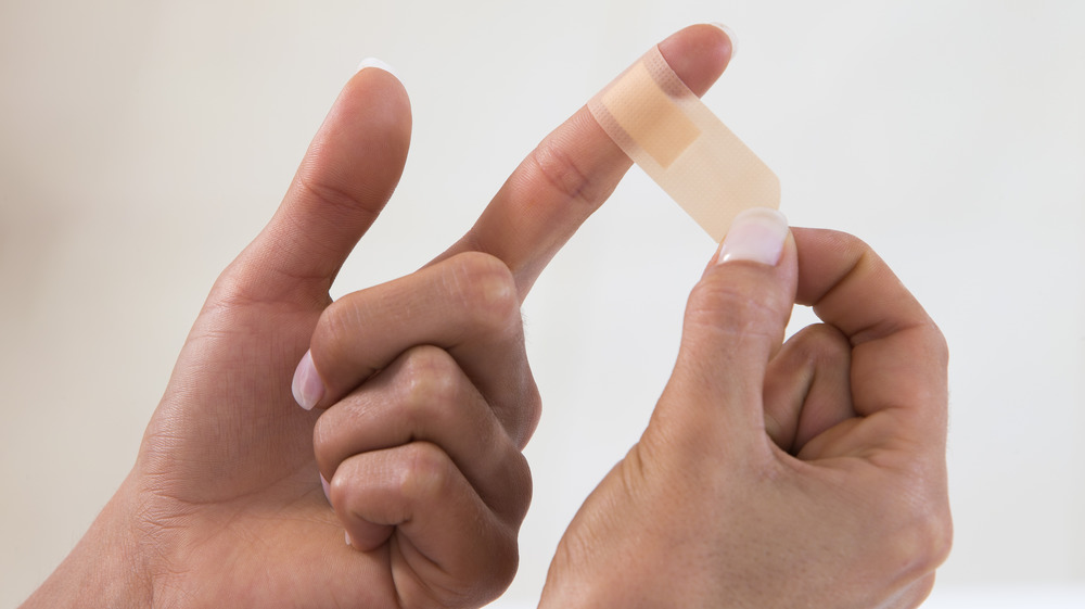 Bandage applied to index finger