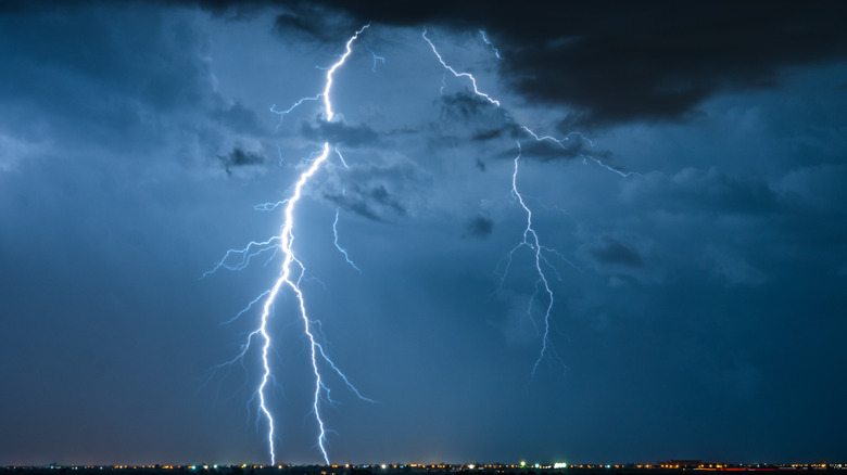 Rainstorm and lightning 