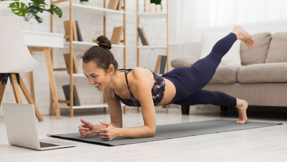 athletic woman doing yoga