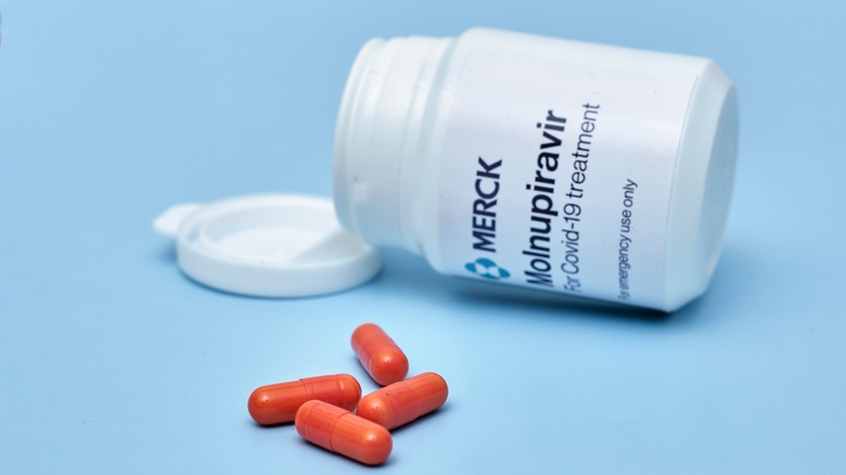 bottle of Merck antiviral Covid pills