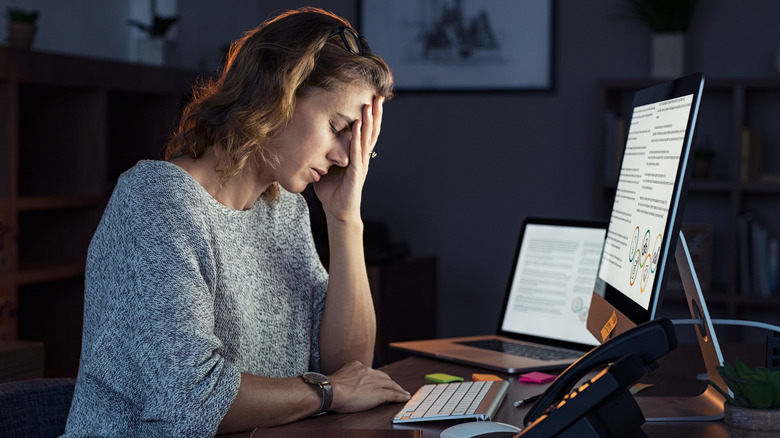 Woman tired after working