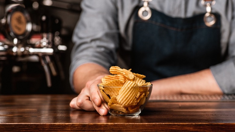 bowl of chips at bar