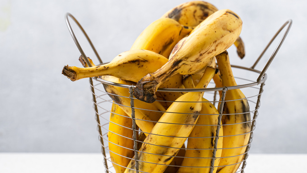 ripe bananas in a basket