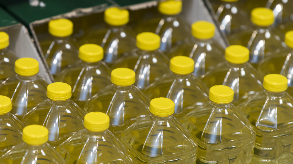 Bottles of vegetable oil