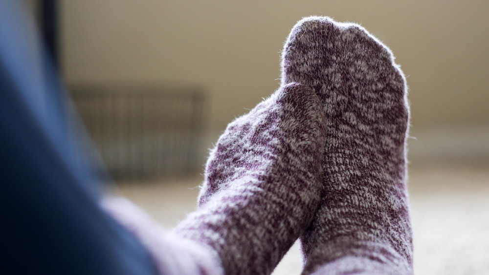 Closeup of feet in socks