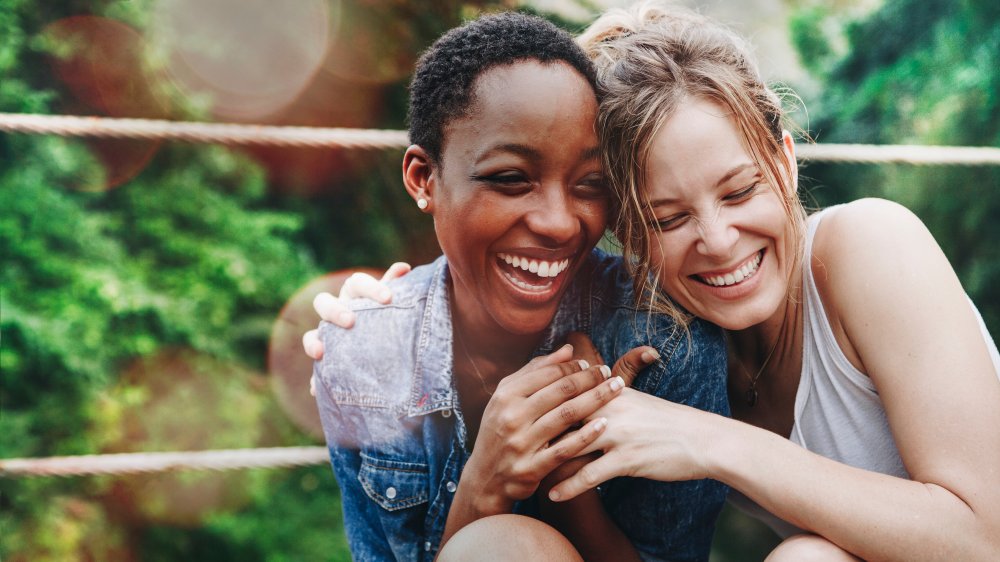 happy female same-sex couple