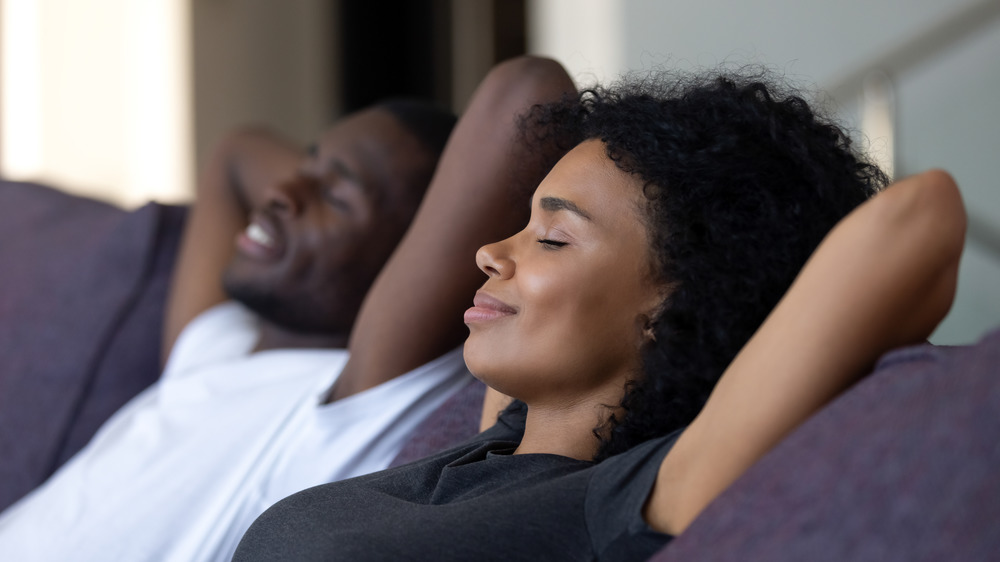 Black couple relaxing