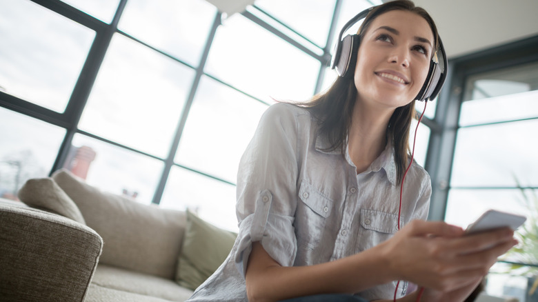 Woman listening to music