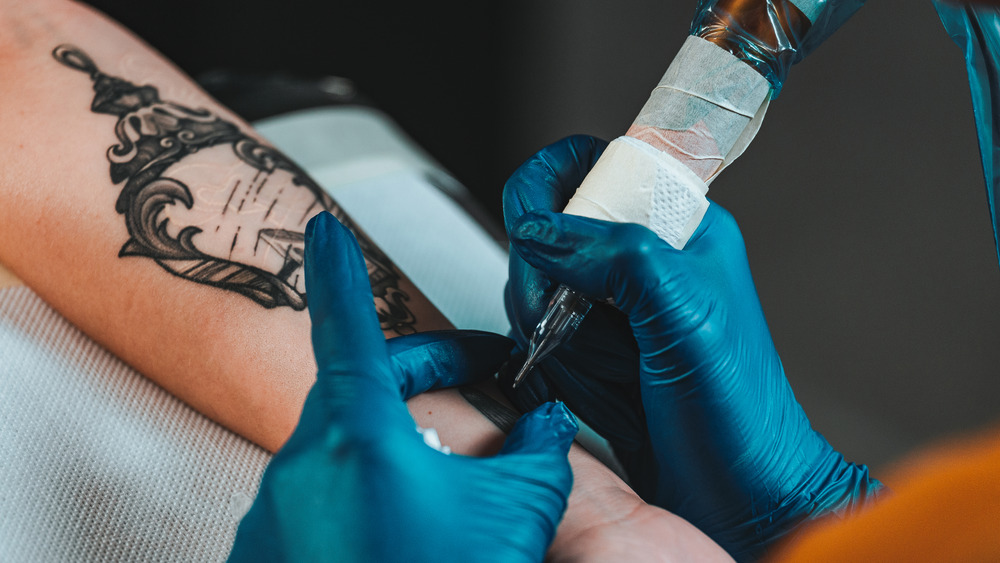 Close up of person getting a tattoo