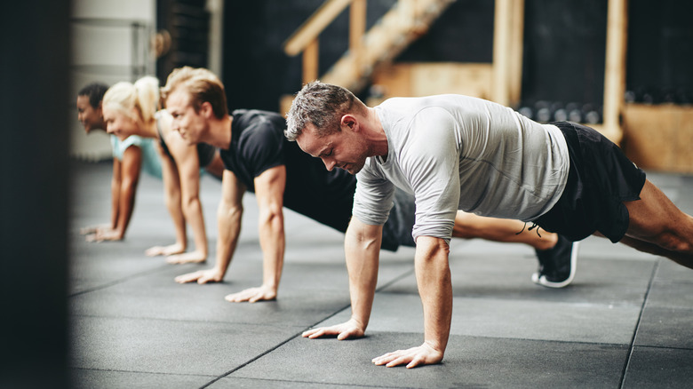 People doing pushups