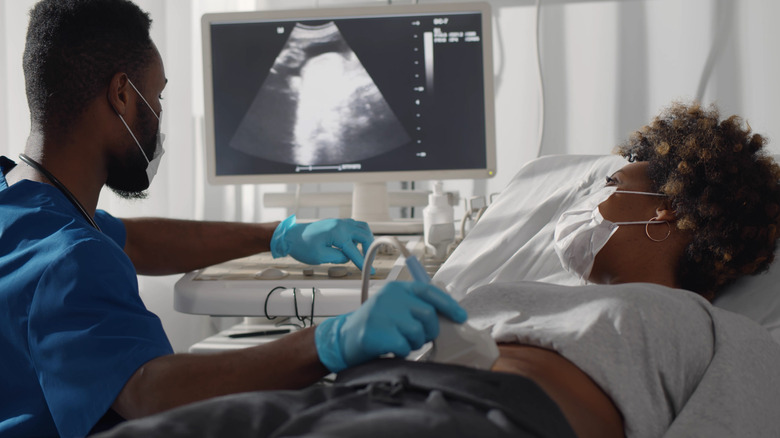 Woman receives ultrasound