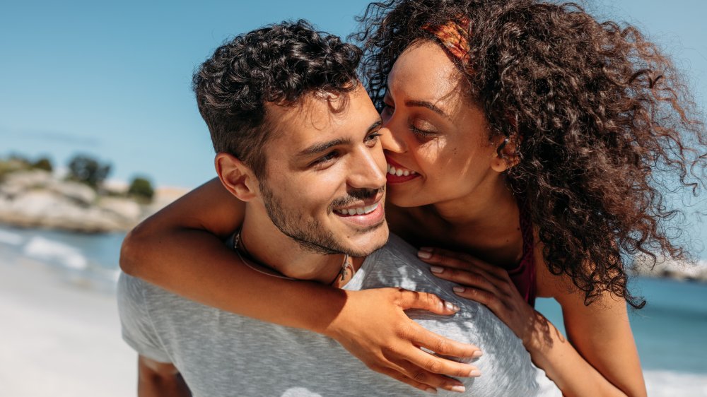 happy couple on a beach