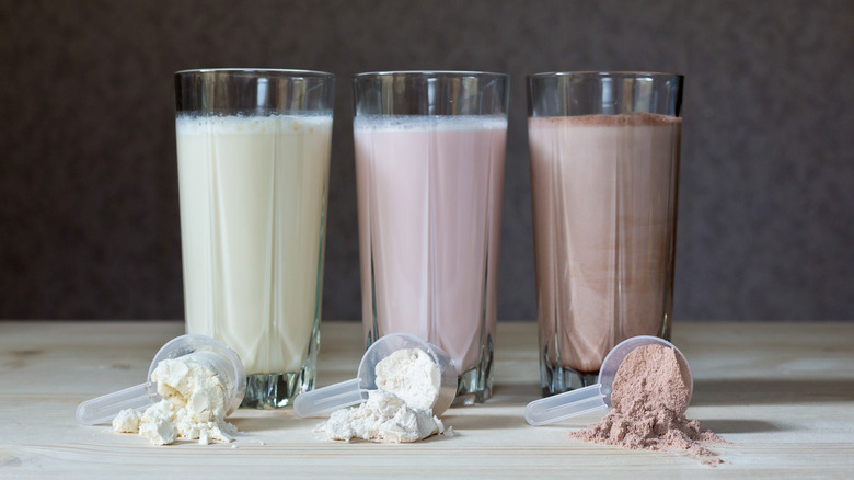 Vanilla protein shake and chocolate protein shake