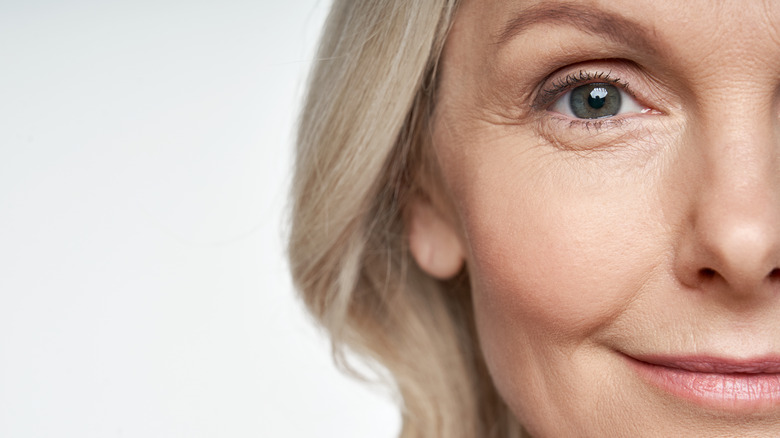 closeup on half of woman's face