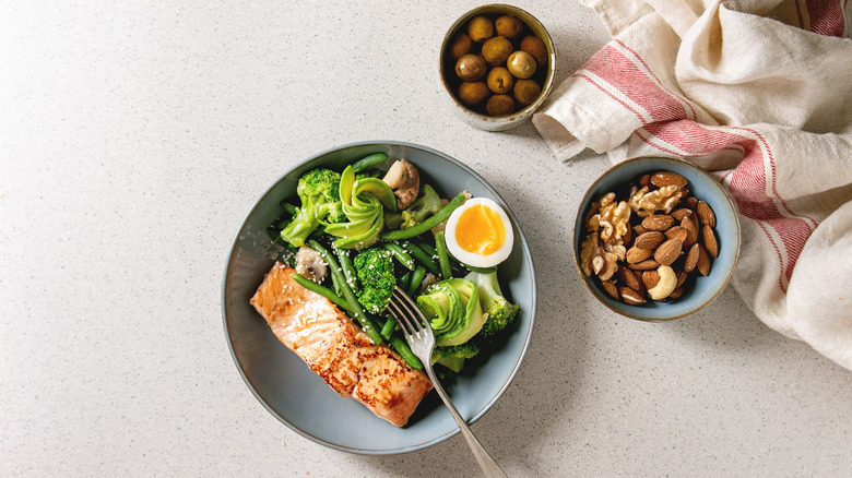 Low-carb, high-protein meal on a table