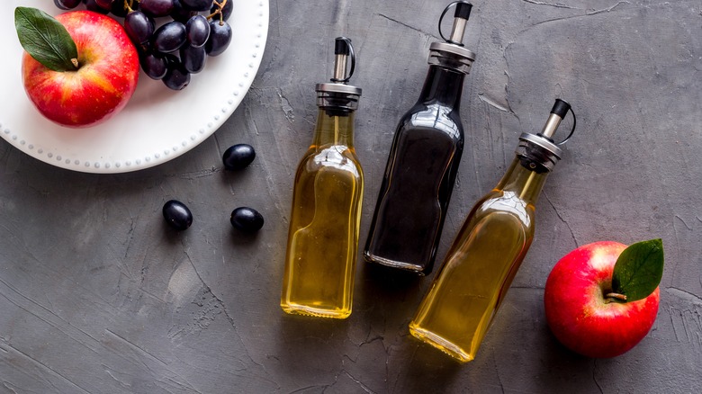 bottled vinegar on a table