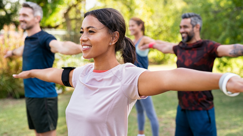 group workout yoga class