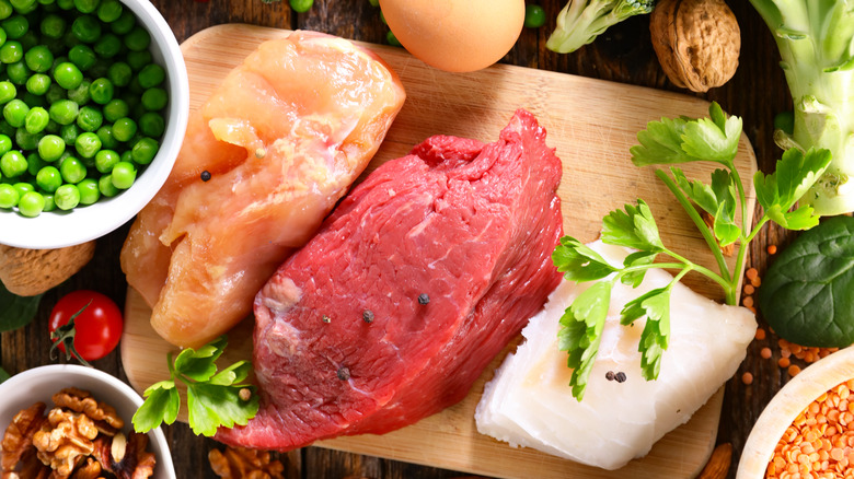 Close-up of high-protein foods.