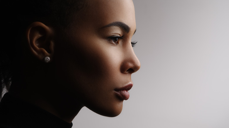 Woman's facial features