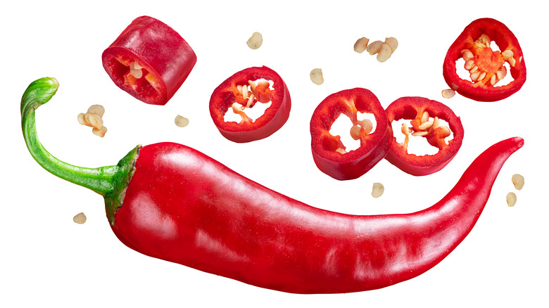 cayenne pepper on white background