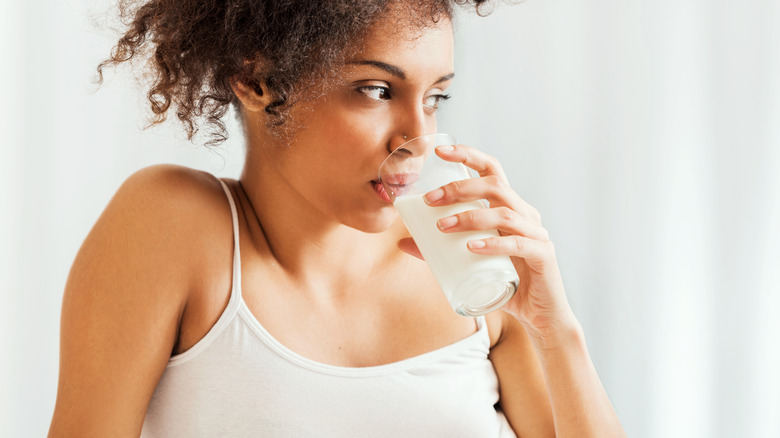 Woman drinking milk