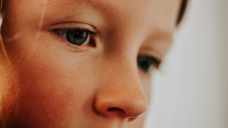 Close-up shot of a child's nose and eyes