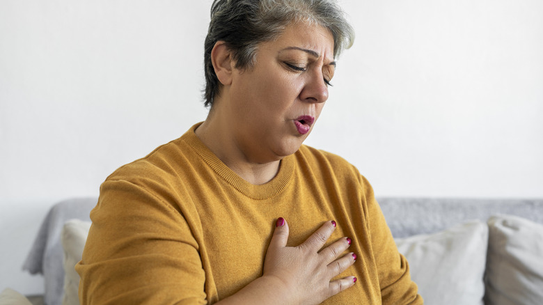 Individual trying to catch breath