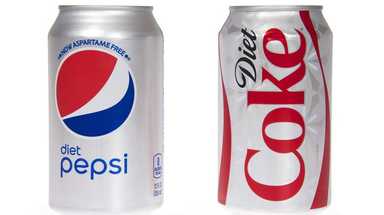 can of diet pepsi next to diet coke