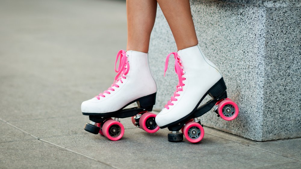 roller skates on woman's feet