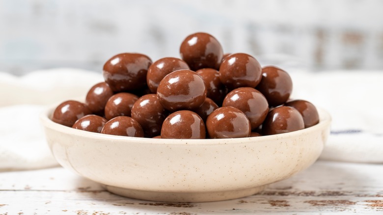 Dark Chocolate Edamame in a small dish