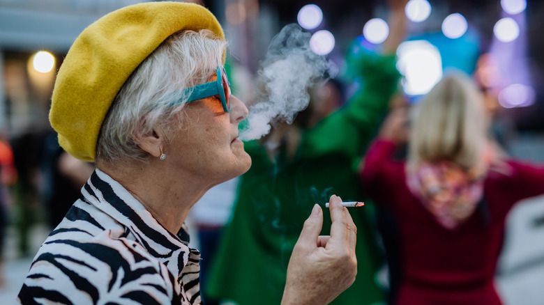 older woman smoking