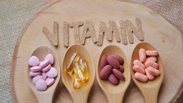 Vitamin samples on spoons