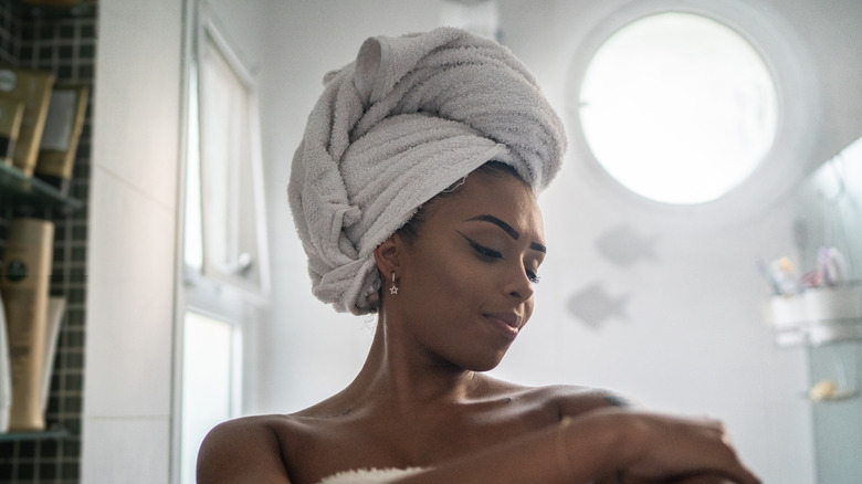 Woman washing hair