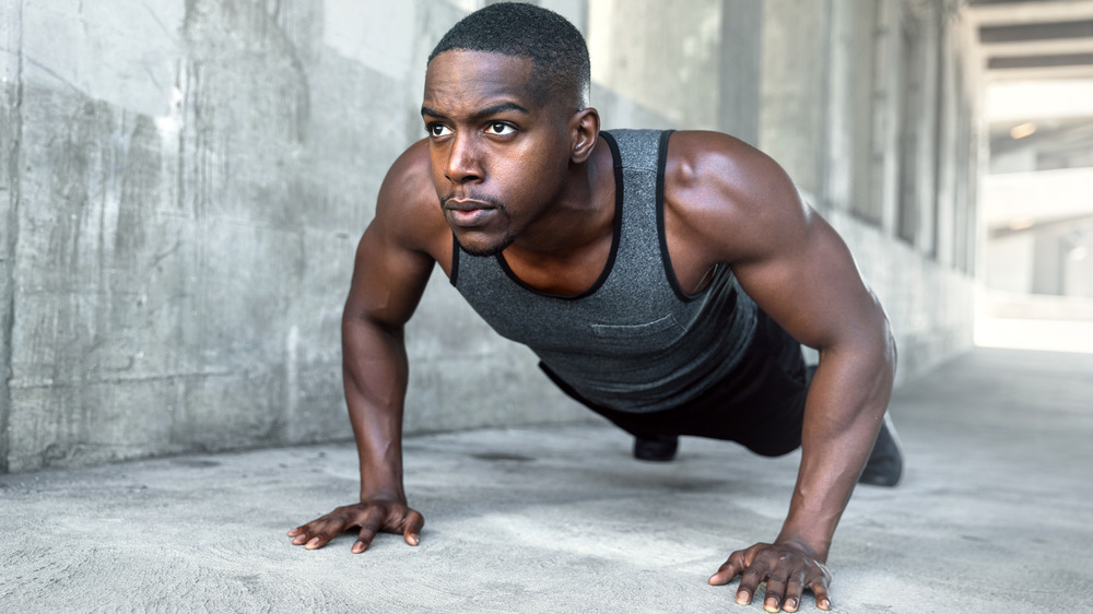 man doing pushups