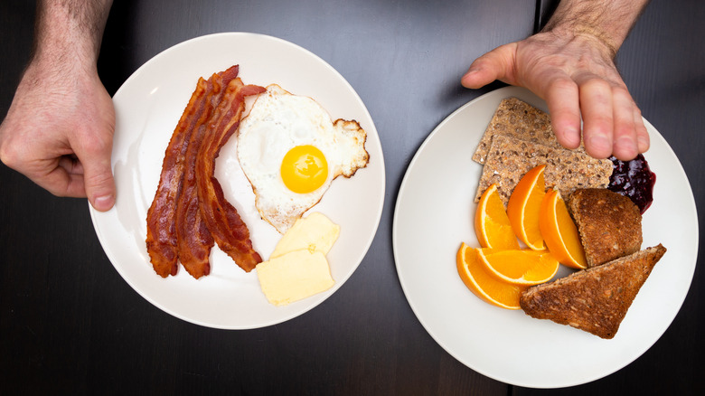 man rejecting carbs