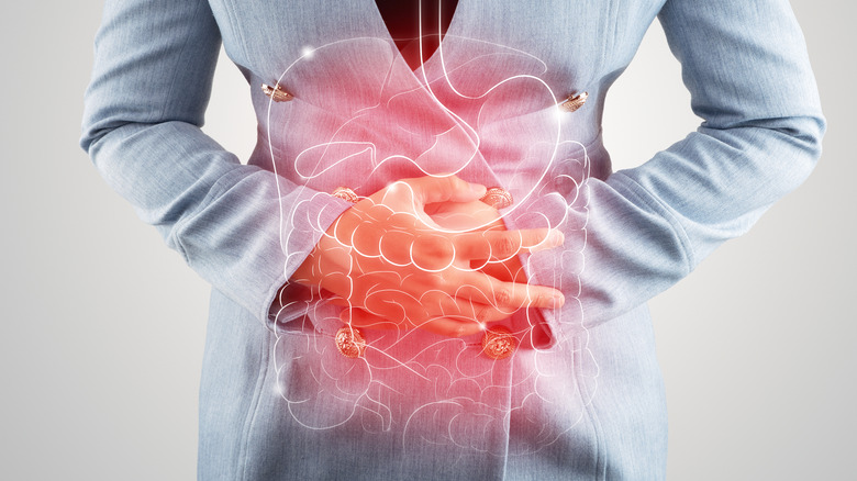 Woman with stomach bug