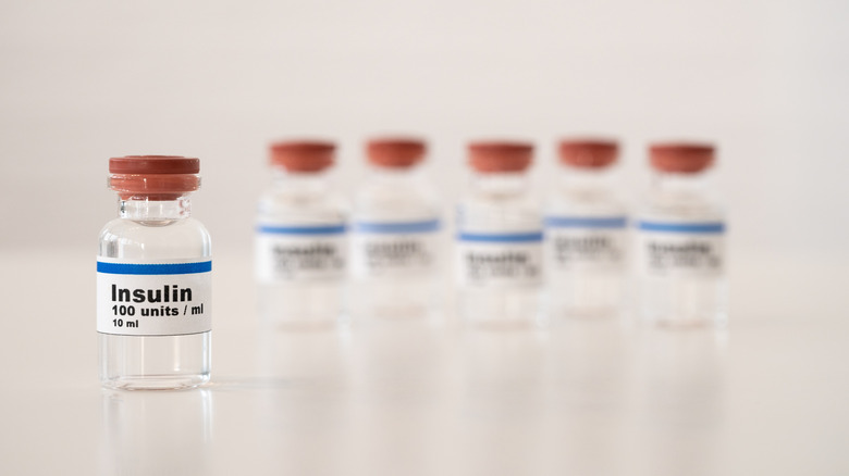 bottles of insulin on table