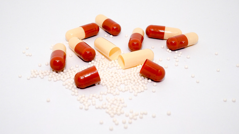 Omeprazole capsules opened