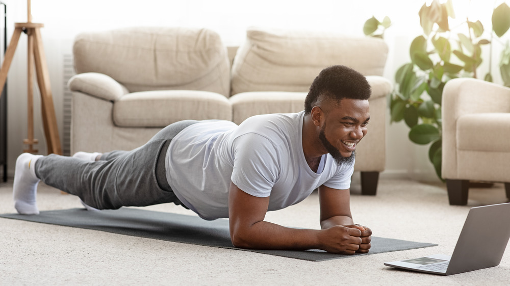 man doing planks