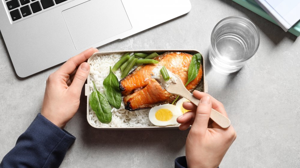 person eating healthy protein-based meal