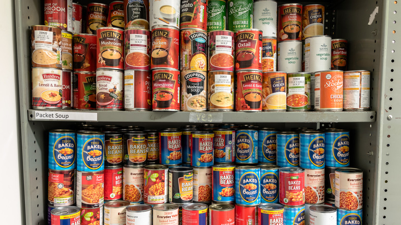 A variety of canned foods