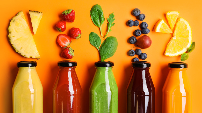 variety of fruits and juices